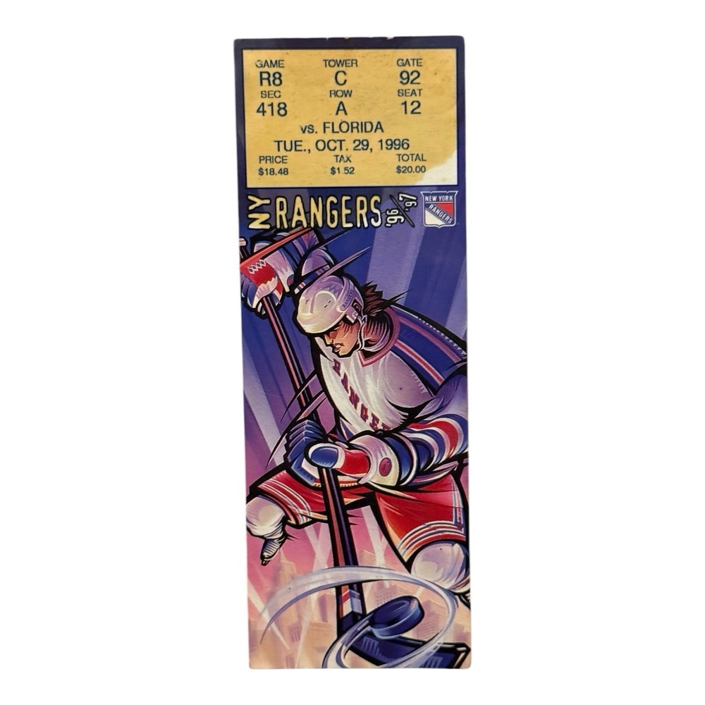 NHL New York Rangers vs Panthers Ticket Stub 10/29/1996 Gretzky Goal Vintage